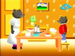 Бурый медвежонок - Делает тортик